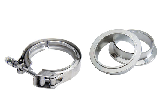 HPS Stainless Steel 4" V Band Clamp Kit, Stainless Steel Flanges, Quick Release